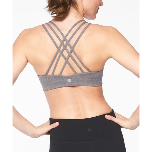 ATHLETA | Gray Hyper Focused Strappy Back Workout Sports Bra Sz. XL - Picture 1 of 4